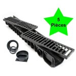 Le poisson qui jardine - 5 caniveaux 1 mètre avec grille de protection fonte max. 12, 5 tonnes - noir ... Le poisson qui jardine - 5 caniveaux 1 mètre avec grille de protection fonte max. 12, 5 tonnes - noir ...