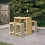 5 pcs ensemble table et chaises de jardin - set de 1 table � manger + 4 tabourets de bar bois de pin ...