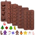 5 pcs silicone moules no�l, no�l biscuit g�teau de no�l moule chocolat, no�l g�teau au chocolat candy ...
