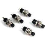 5 pcs spst mini bouton momentan�s poussoir interrupteur normal ouvert 250v 2a noir