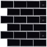 5 pices plus pais credence adhesive pour cuisine salle de bain, faux carrelage adhesif mural noir credence ...