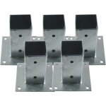 Lot de 5 ancrage mtallique carr 12x12 cm, base 17, 5x17, 5 cm support d'ancrage  visser pour poteau ...