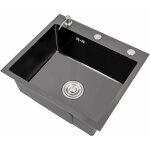 50 x 45 cm �vier de cuisine encastrable en acier inoxydable noir 1 bac pour cuisines et salles de bain ...