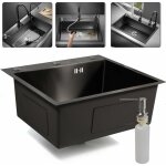 50 x 45 cm vier de cuisine encastrable en acier inoxydable noir 1 bac pour cuisines et salles de bain ...