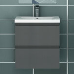 50cm meuble avec vasque simple anthracite avec 2 tiroirs