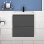 Acezanble 50cm(l)x38. 5cm(p)x52cm(h?acezanble meuble salle de bain anthracite deux tiroirs avec une vasque ...