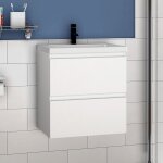 Acezanble 50cm(l)x38. 5cm(p)x52cm(h) acezanble meuble salle de bain blanc deux tiroirs avec une vasque ...