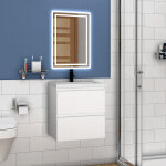 Acezanble 50cm(l)x38. 5cm(p)x52cm(h) acezanble meuble salle de bain blanc deux tiroirs avec une vasque ...
