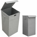 Dunedesign - 50l panier � linge sale avec couvercle - 30x30x60 bac de rangement pliable gris