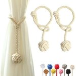 55cm lot de 2 embrasses de rideaux avec grande boule tiss�e en coton tiss� � la main pour l'ext�rieur ...
