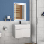 59(l)x38, 5(w)x40(h)cm meuble salle de bain blanc 2 portes avec une vasque � suspendre pour un gain d'espace ...