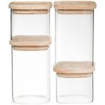 5five simply smart - 4 bocaux verre empilables hermet couvercle bois - 5five 5five simply smart - 4 bocaux verre empilables hermet couvercle bois - 5five