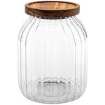 5five simply smart - bocal en verre avec couvercle en bois harmony, 2 l
