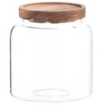 5five simply smart - bocal en verre avec couvercle en bois harmony, 3 l