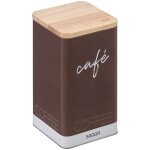 Bote  caf en mtal marron et couvercle en bois dco relief color - five