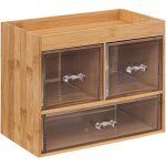 5five simply smart - bote organiseur 3 tiroirs transparents selena bambou - 5five