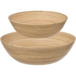 5five simply smart - lot de 2 saladiers en bambou naturel beige, diamtres 25 et 30 cm ? livraison gratuite ...