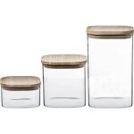 5five simply smart - set de 3 bocaux de rangement empilables en verre borosilicat� avec couvercles en ...