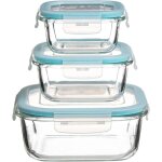 5five simply smart - set de 3 bo�tes de conservation carr�es en verre avec fermeture par clips - lot ...