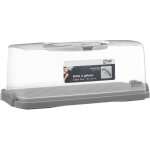 5five simply smart - bote  gteaux portable en plastique gris / transparente, 36 x 16 cm, idale pour ...