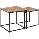 5five simply smart - ensemble de 2 tables gigognes en alliage avec finition ch�ne naturel et noir, parfaites ...