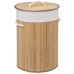 5five simply smart - panier � linge 48l rond bambou