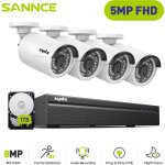 5mp kit de vid�osurveillance exterieure 4�ip cam�ras smart ir vision nocturne h. 265 + poe syst�me de ...