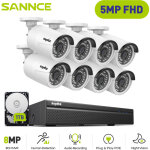 5mp kit de vid�osurveillance exterieure 8�ip cam�ras smart ir vision nocturne h. 265 + poe syst�me de ...