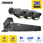5mp kit de videosurveillance ext�rieure poe 8ch nvr avec 4 cam�ras vision nocturne couleur, intemp�ries ...