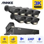 5mp kit de videosurveillance ext�rieure poe 8ch nvr avec 8 cam�ras vision nocturne couleur, intemp�ries ...