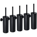 5pcs auralum brosse de toilette wc noire avec porte - balai mural pour salle de bains en acier inoxydable ...