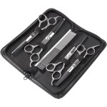 5pcs kit de toilettage ciseaux en acier inoxydable avec poche peigne, chiffon de nettoyage pour chiens, ...