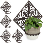 Relaxdays - 5x supports pot de fleurs mural antique, fonte, d�coration jardin, porte plantes mural ext�rieur, ...