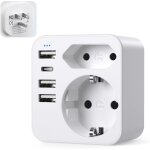6 en 1 adaptateur prise france vers usa, adaptateur prise usa, canada, americaine avec 3 usb et 1 type ...