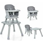 Goplus - 6 en 1 chaise haute bb convertible, table de blocs, plateau amovible, harnais  5 points, ...