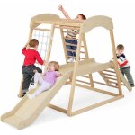 Costway - 6 en 1 triangle d'escalade en bois enfants avec toboggan & zone tampon, aire de jeu d'escalade ...