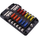 6 / 12 voies bote fusibles 12v, porte fusible blocs fusible lame avec 16 fusibles 6 voyants led couvercle ...
