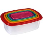 Lot de 6 botes alimentaires empilables en plastique - multicolore - l 25, 5 x l 19, 9 x h 9 cm - livraison ...