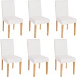 Hhg - jamais utilis] lot de 6 chaises de sjour littau, simili - cuir, blanc mat, pieds clairs