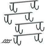 6 pack mug holder rustic under cabinet mug organizer rack cup shelf with 12 hanging hooks for mugs coffee ...