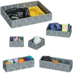 6 paniers de rangement, 4 tailles différentes, aspect tressé, corbeille en plastique, salle bain, gris ... 6 paniers de rangement, 4 tailles différentes, aspect tressé, corbeille en plastique, salle bain, gris ...