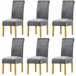 Ensoleille - 6 pcs housses de chaise en velours protection de chaise gris couverture de chaise de salle ...