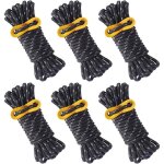 6 pi�ces corde de tente r�fl�chissante corde tente camping 4 m x 5 mm corde de tente noire avec tendeur ...