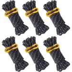 6 pi�ces corde de tente r�fl�chissante corde tente camping 4 m x 5 mm corde de tente noire avec tendeur ...