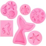 6 pi�ces fondant g�teau moule sir�ne queue moule diy animal silicone moule ensemble chocolat moule gel�e ...
