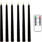 6 pices sries bougies coniques noires sans flamme scintillantes avec minuterie  distance  10 touches, ...