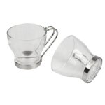 6 tasse � caf� en verre 100ml avec manche en acier tub � bar � espresso