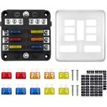 6 voies boîte fusibles 12v porte fusible ato 32v 100a avec 10 fusibles 6 voyants led couvercle de protection ... 6 voies boîte fusibles 12v porte fusible ato 32v 100a avec 10 fusibles 6 voyants led couvercle de protection ...