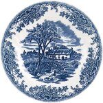 6 x assiettes plates brook blue - 25cm - fa�ence - churchill
