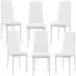 D�coshop26 - 6 x chaises de salle � manger blanc avec rembourrage cuir synth�tique 030000285